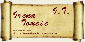 Irena Tomčić vizit kartica